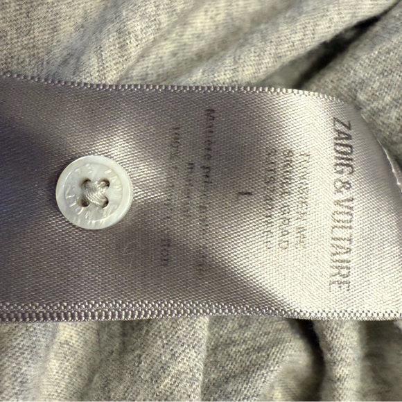 Zadig & Voltaire Tunisien MC Rhinestone Skull Tee – Gray – Size L - Picture 5 of 6